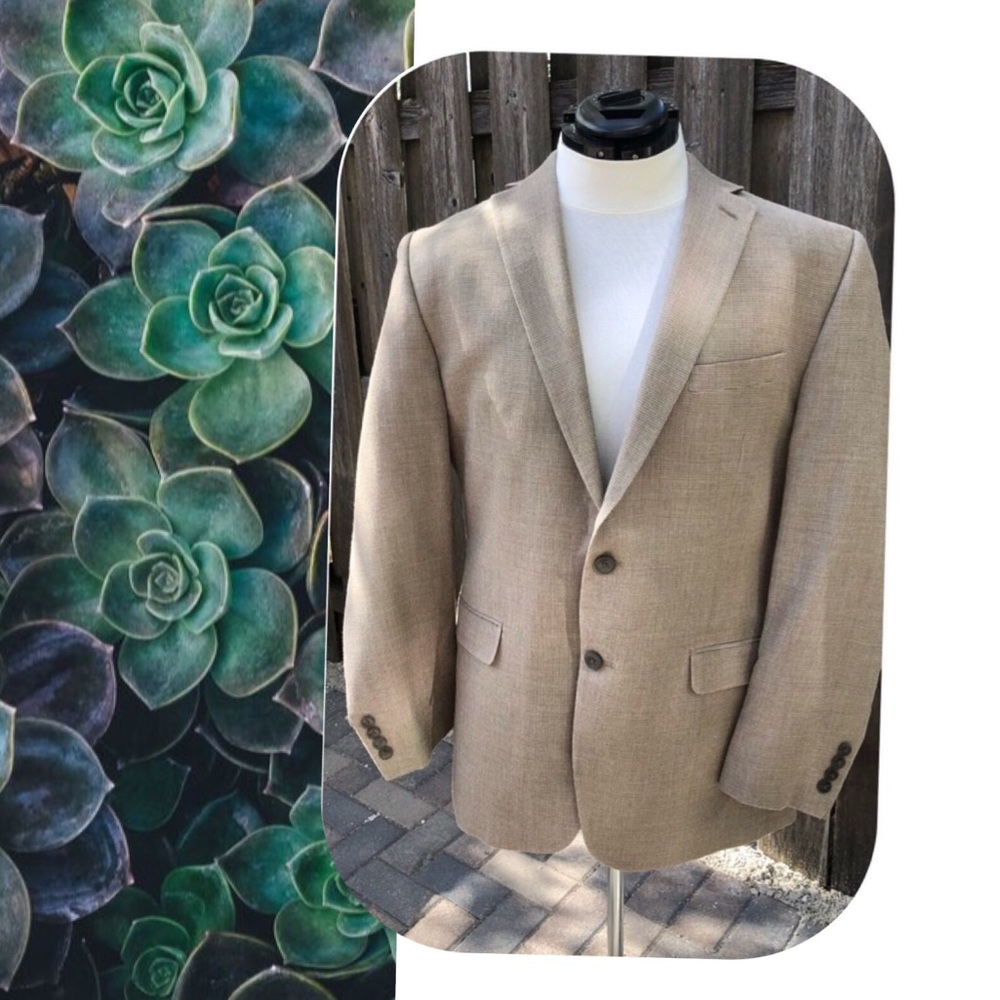 Calvin Klein Tan Houndstooth Sport Coat